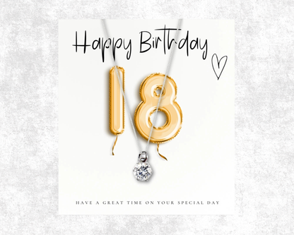 18th Birthday Necklace Silver Cubic Zirconia
