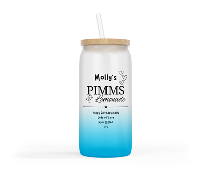 Personalised Ombre Coloured Glass Tumbler - Pimms Design