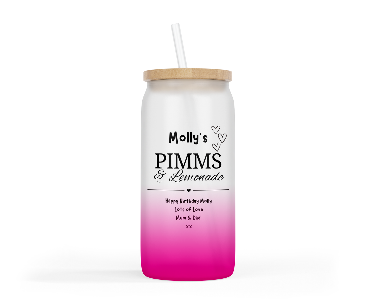 Personalised Ombre Coloured Glass Tumbler - Pimms Design