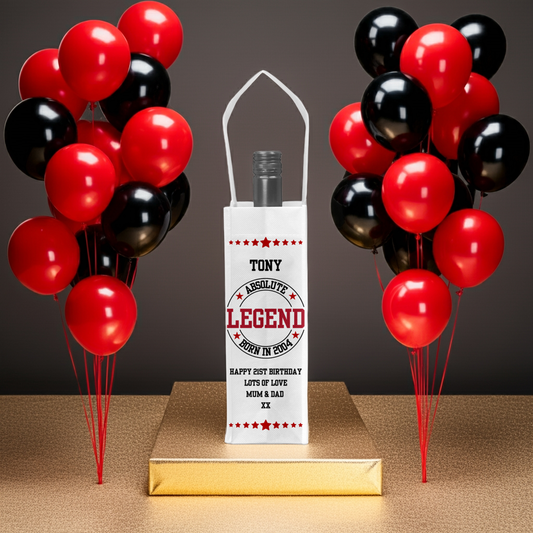 Personalised Bottle Gift Bag - Absolute Legend Birthday Design