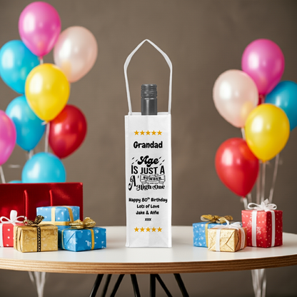Personalised Bottle Gift Bag - Age Is Just A Number Birthday Design