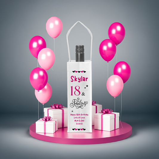 Personalised Bottle Gift Bag - Birthday Fabulous