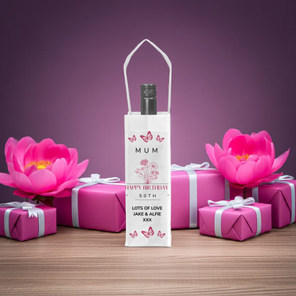 Personalised Bottle Gift Bag - Butterflies Design