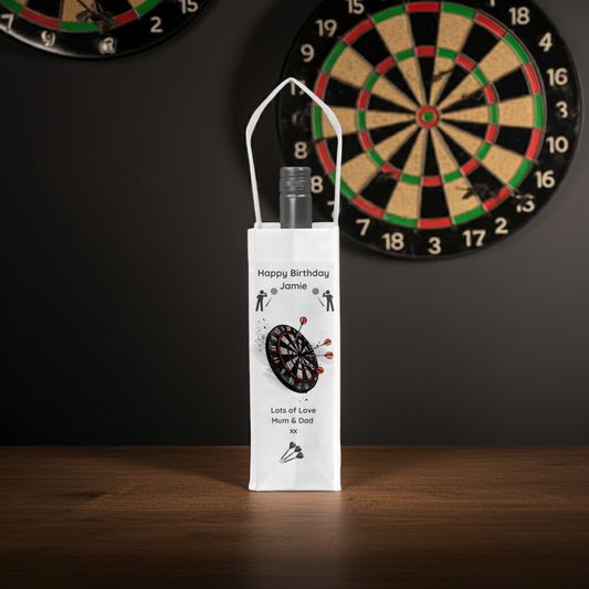 Personalised Bottle Gift Bag - Dartboard Design