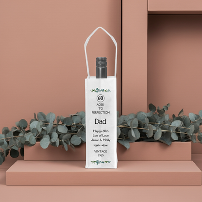 Personalised Bottle Gift Bag - Eucalyptus Birthday Design