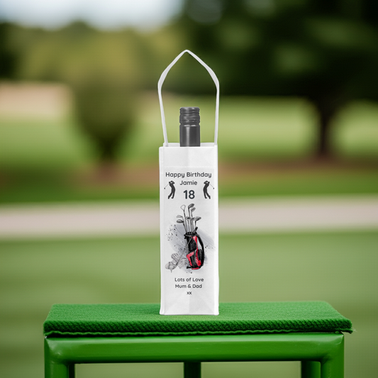 Personalised Bottle Gift Bag - Golf Design