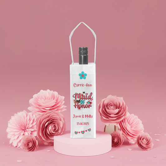 Personalised Bottle Gift Bag - Maid of Honor Wedding Design