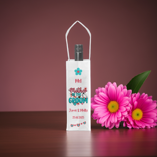 Personalised Bottle Gift Bag - Mother of the Groom Wedding Design