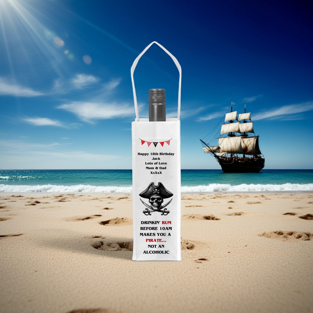 Personalised Bottle Gift Bag - Pirate Rum Design