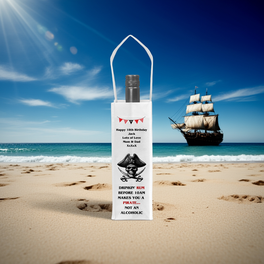 Personalised Bottle Gift Bag - Pirate Rum Design