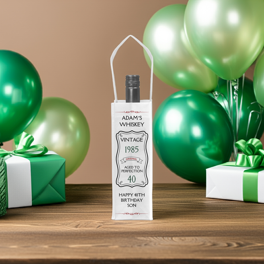 Personalised Bottle Gift Bag - Vintage Birthday