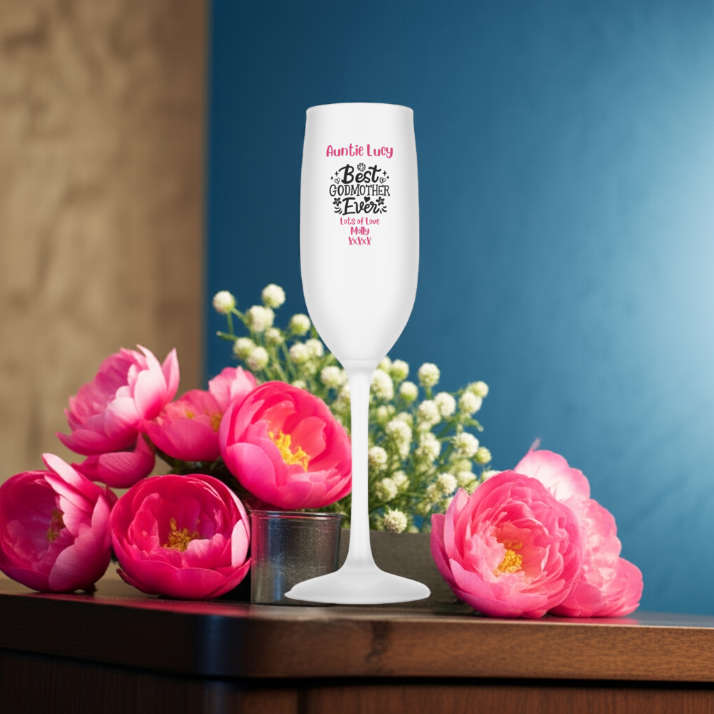 Personalised Flute Glass - Best Godmother Design