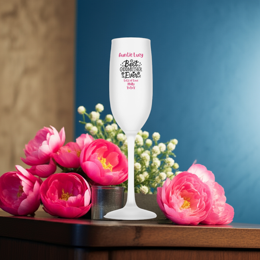 Personalised Flute Glass - Best Godmother Design