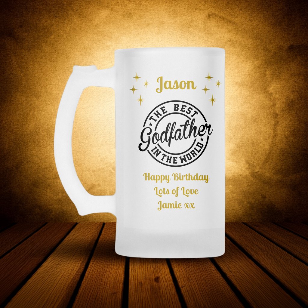 Personalised Frosted Glass Tankard - Best Godfather