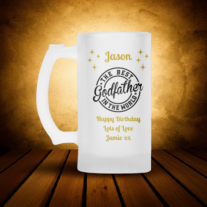 Personalised Frosted Glass Tankard - Best Godfather