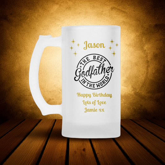 Personalised Frosted Glass Tankard - Best Godfather