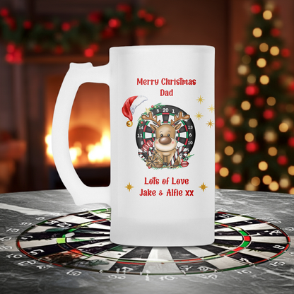 Personalised Frosted Glass Tankard - Christmas Dartboard