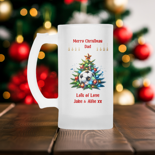 Personalised Frosted Glass Tankard - Christmas Football