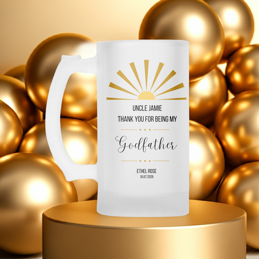 Personalised Frosted Glass Tankard - Godfather Thank You