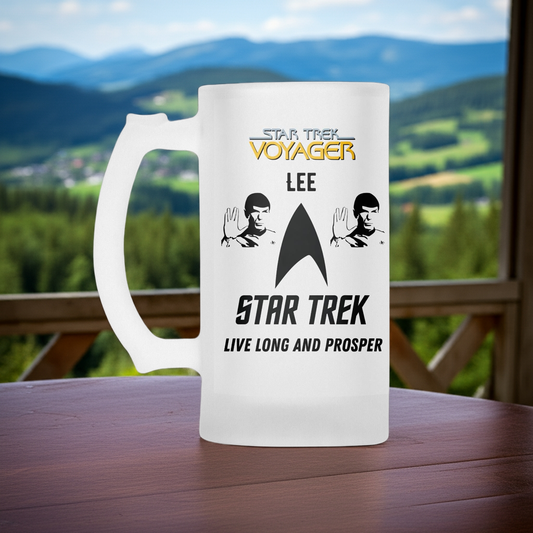 Personalised Frosted Glass Tankard - Star Trek