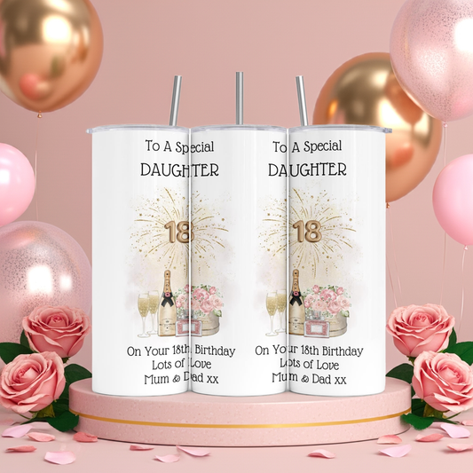 Personalised Insulated Tumbler Travel Bottle - 18th Birthday Daughter