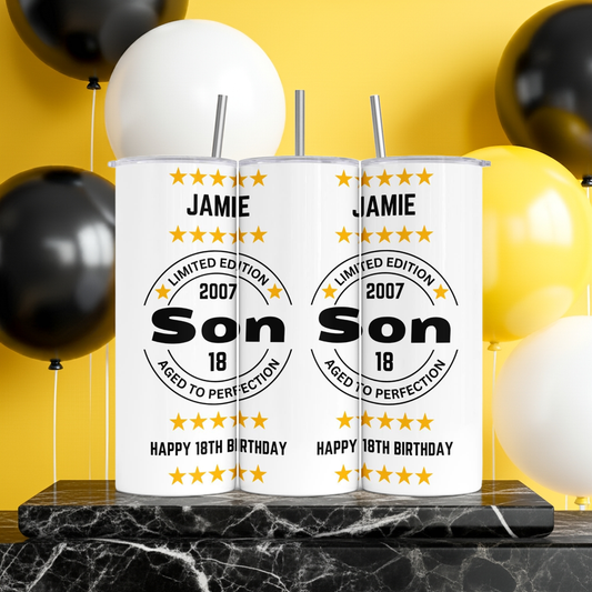 Personalised Insulated Tumbler Travel Bottle - 18th|21st Birthday Son