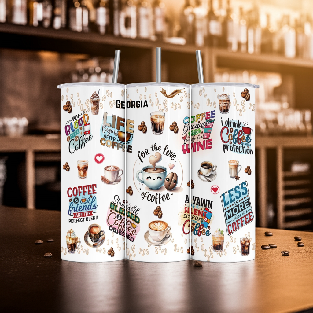 Personalised Insulated Tumbler Travel Bottle - Coffee Quotes