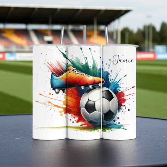 Personalised Tumbler Travel Sports Bottle - Football Boot Design