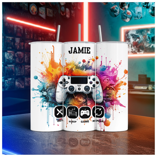 Personalised Insulated Tumbler Travel Sports Bottle - Gaming Controller