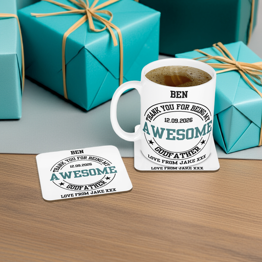 Personalised Mug & Coaster - Awesome Godfather Design