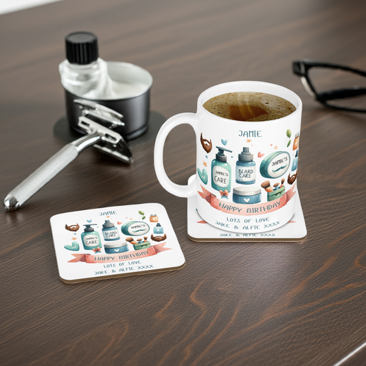 Personalised Mug & Coaster - Beard Design