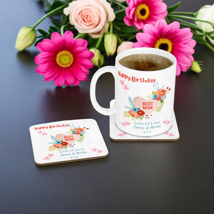 Personalised Mug & Coaster - Best Mum Design