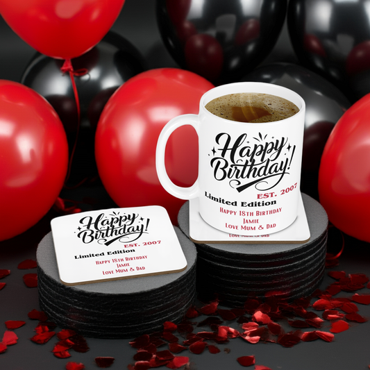 Personalised Mug & Coaster - Birthday Limited Edition