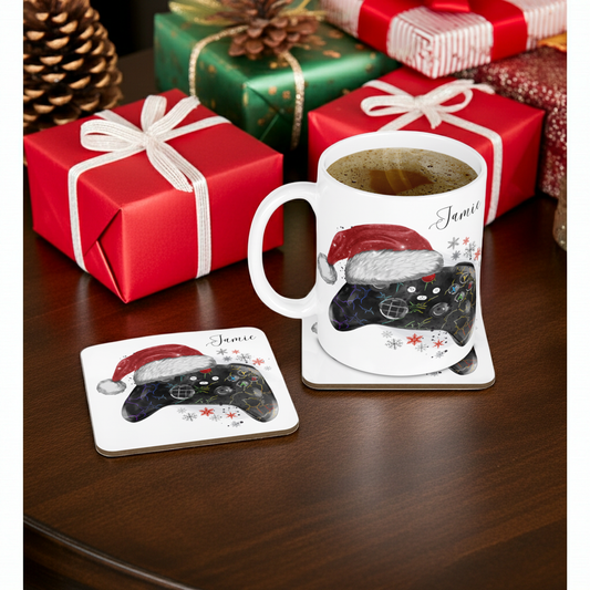 Personalised Mug & Coaster - Christmas Gaming Controller Design