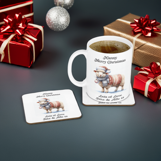 Personalised Mug & Coaster - Christmas Sheep Design