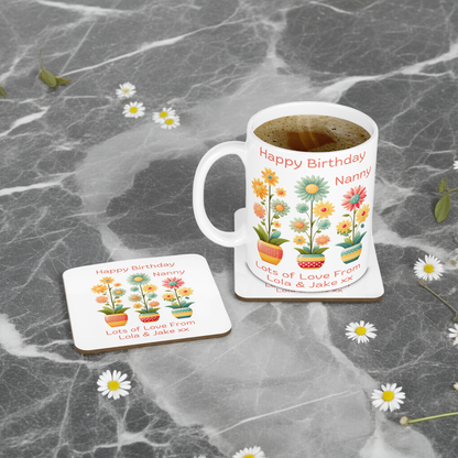 Personalised Mug & Coaster - Daisies Design
