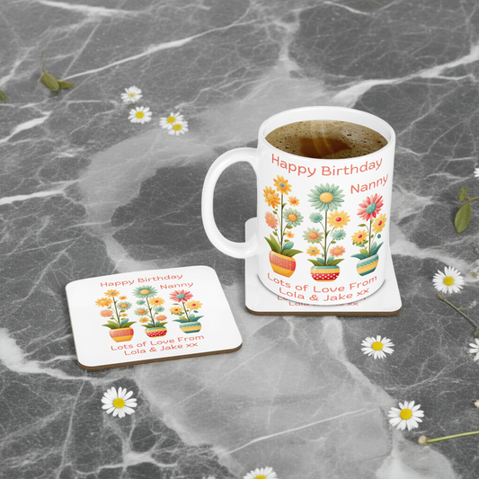 Personalised Mug & Coaster - Daisies Design
