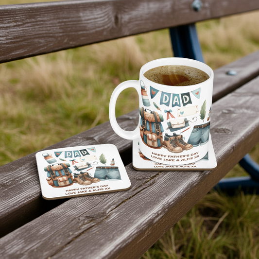 Personalised Mug & Coaster - Dad Walking Design