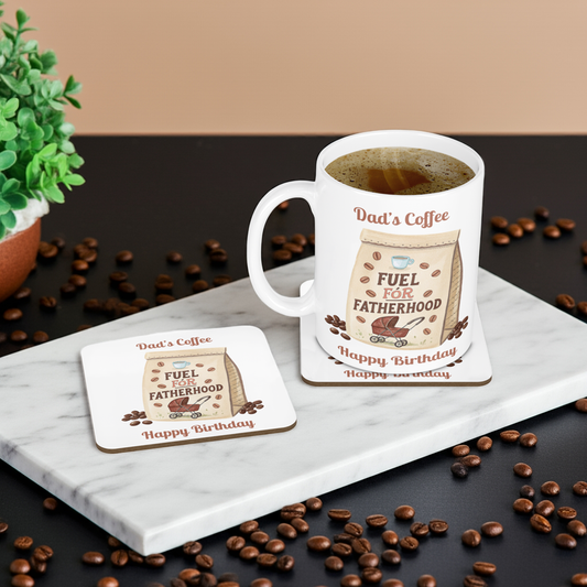 Personalised Mug & Coaster - Fatherhood Coffee Design