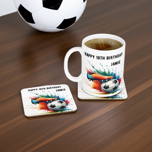 Personalised Mug & Coaster - Football Boot