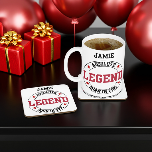Personalised Mug & Coaster - Absolute Legend Design