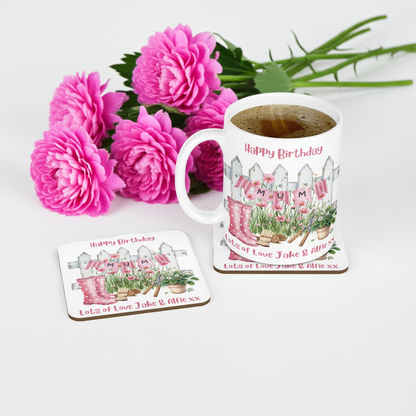 Personalised Mug & Coaster - Mum Wellies Design