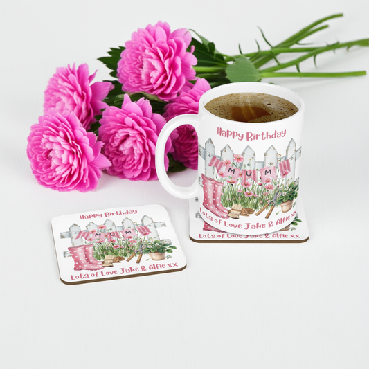 Personalised Mug & Coaster - Mum Wellies Design