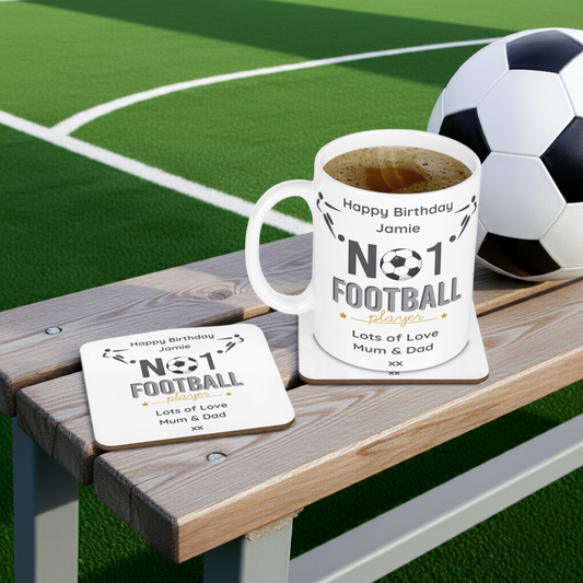 Personalised Mug & Coaster - No1 Football Player Design
