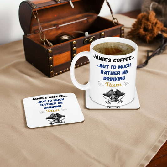 Personalised Mug & Coaster - Rather Be Drinking Rum Design