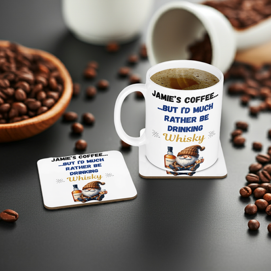 Personalised Mug & Coaster - Rather Be Drinking Whisky Design