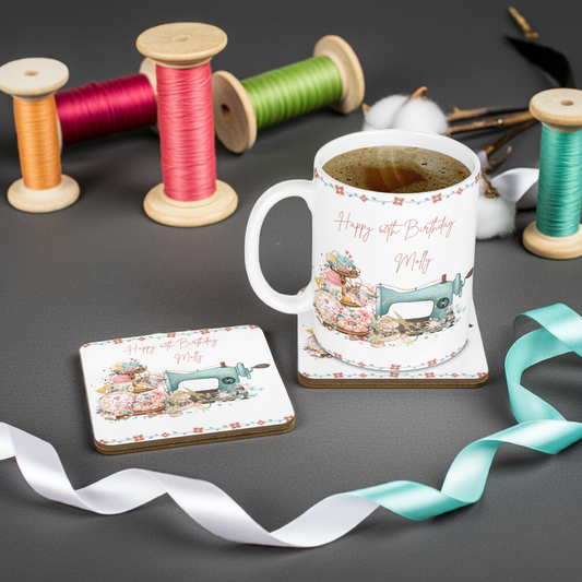 Personalised Mug & Coaster - Sewing Machine