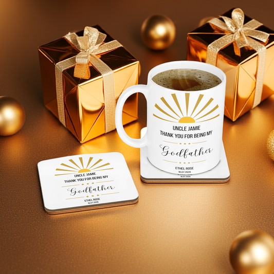 Personalised Mug & Coaster - Thank You Godfather Design