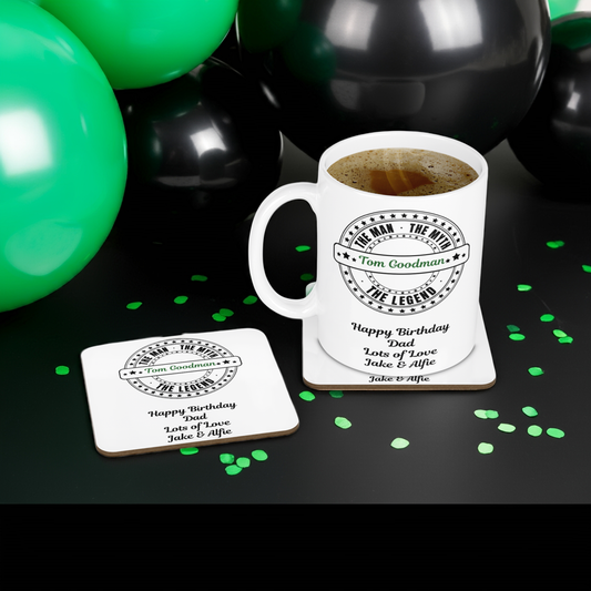 Personalised Mug & Coaster - The Man The Myth The Legend Design