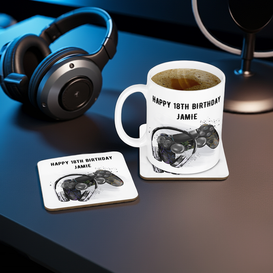 Personalised Mug & Coaster - Video Gaming Controller Design